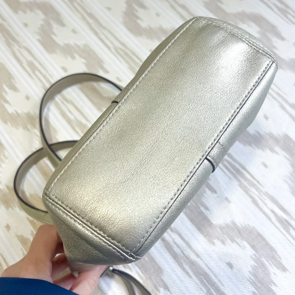 Coach Leah Metallic Gold Small Top-Handled Leather Tote Purse Handbag 42416 - Picture 11 of 11